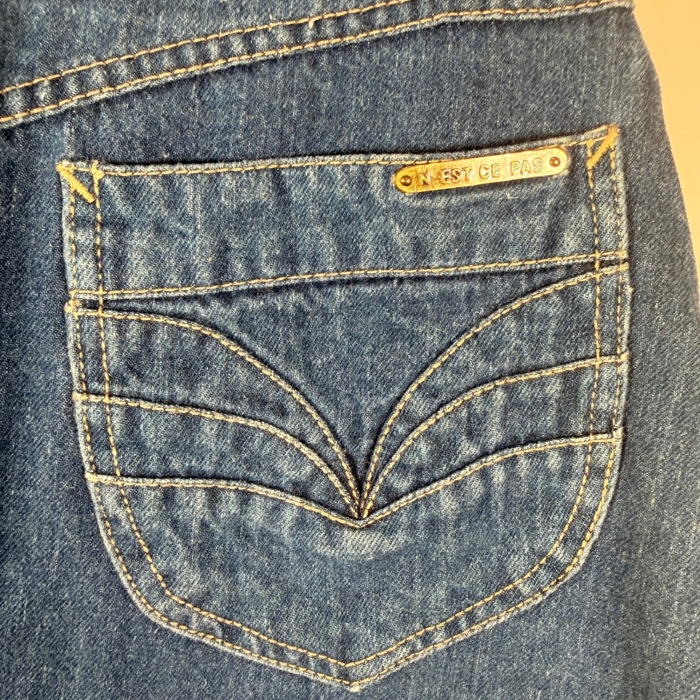 N'Est Ce Pas Kids Blue Denim Midi Skirt Medium‎ Wash High Waist Size 7/8 Vintage - Picture 4 of 9